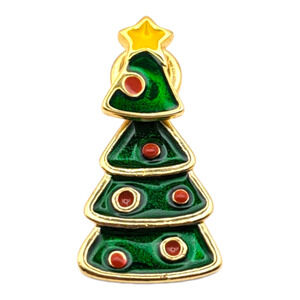 Christmas Tree Twisting Bobble Articulated Top Vintage Hat Lapel Pin Brooch
